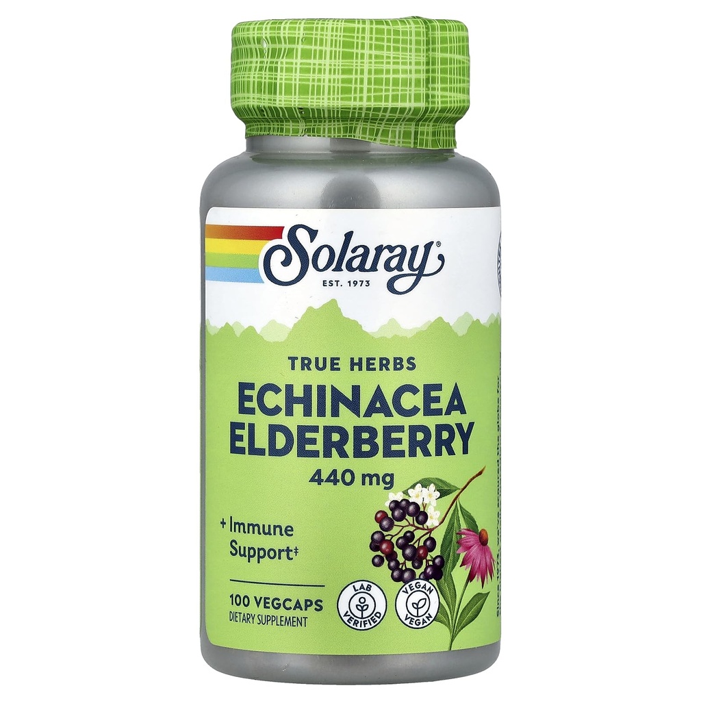SOLARAY Echinacea and Elderberry Capsules, 440 mg | 100 Count
