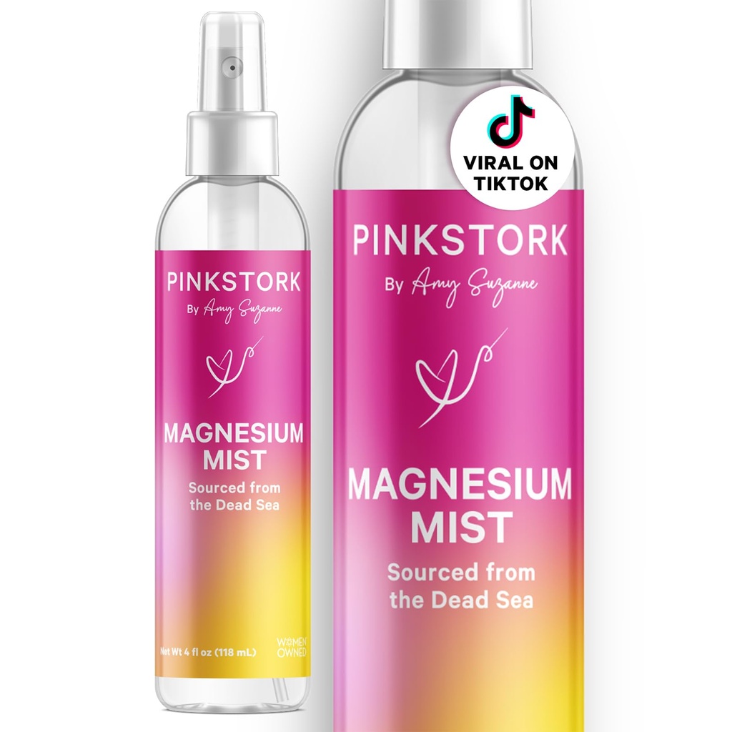 Pink Stork Magnesium Spray Mist - για την ηρεμία, το άγχος, και τον ύπνο, υποστήριξη ναυτίας, εγκυμοσύνη πρέπει να έχει, 200 mg ανά 6 ψεκασμούς, καθαρό μαγνήσιο Χλωριούχο σώμα Spray, 4 oz, Αρωματισμένο