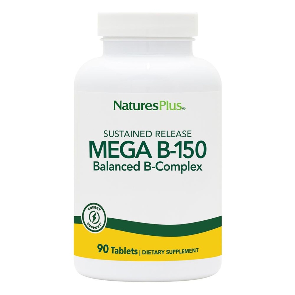 Natures Plus Mega B-150 Complex - 90 Vegetarian Tablets Παρατεταμένης αποδέσμευσης - Maximum Potency B Complex Vitamin Supplement - Gluten Free - 90 Servings