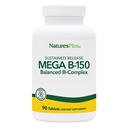 Natures Plus Mega B-150 Complex - 90 Vegetarian Tablets Παρατεταμένης αποδέσμευσης - Maximum Potency B Complex Vitamin Supplement - Gluten Free - 90 Servings