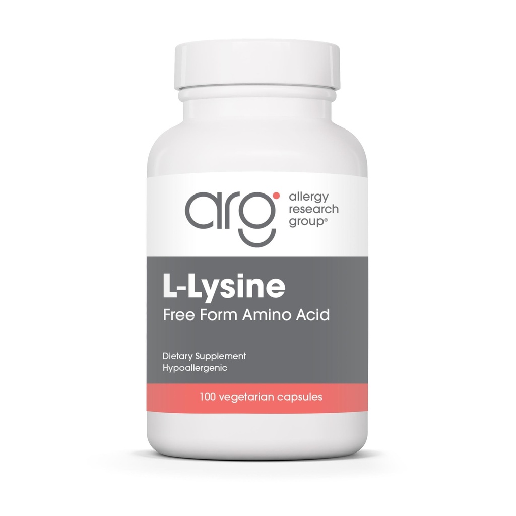 Ομάδα Έρευνας Αλλεργίας L-Lysine - Ανοσολογική υποστήριξη, L-Lysine HCI, Δωρεάν μορφή Amino Acid, 500mg συμπλήρωμα, καθαρό, οργανικό, χορτοφαγικές κάψουλες - 100 Count
