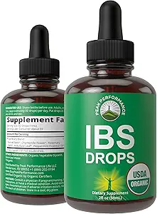 USDA Organic IBS Relief 5-σε-1 Liquid Drops. για την κατάποση, Bloating, Gas. Ευερέθιστο Bowel συμπλήρωμα με 5 βιολογικά συστατικά. Λάδι μέντας, Σπόροι μάραθου, άνθη χαμομηλιού, δενδρολίβανο, Άγιος Βασίλειος