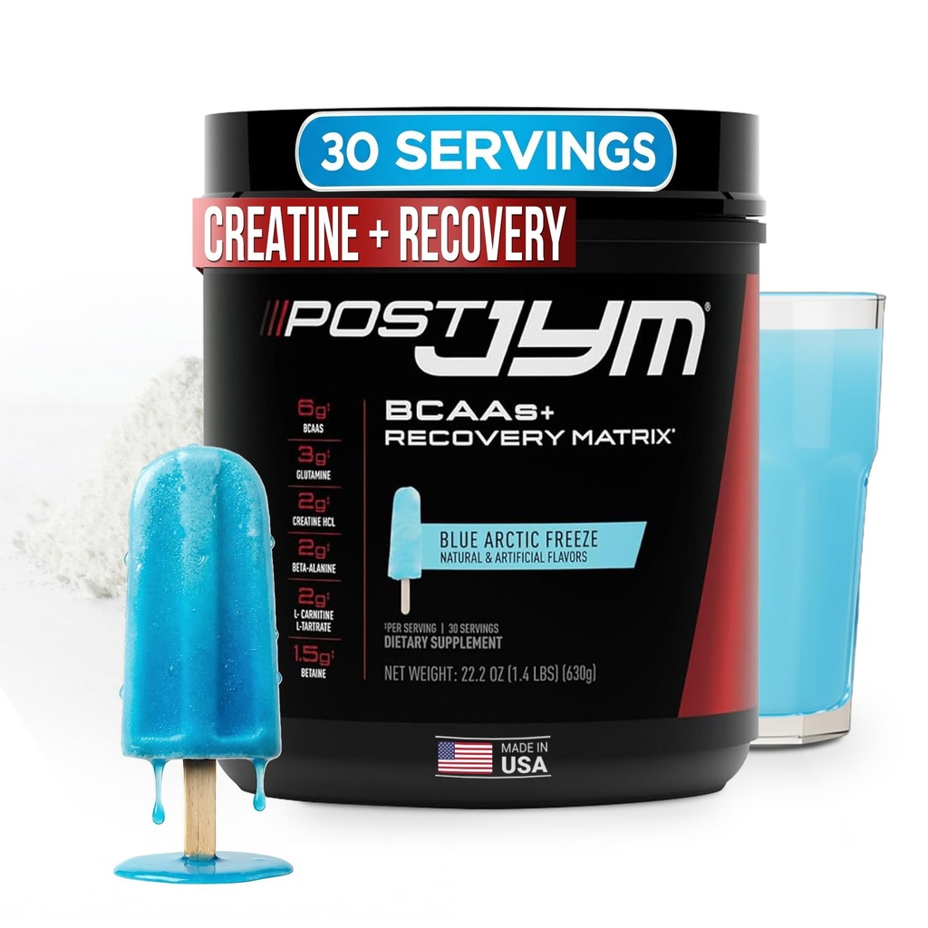 JYM Supplement Science Post JYM Active Matrix Blue Artic Freeze Amino Recovery Powder Pure Creatine HCL, BCAA’s, Glutamine, Carnitine, Betaine, Taurine for Strength, Repair, Performance 30 Services