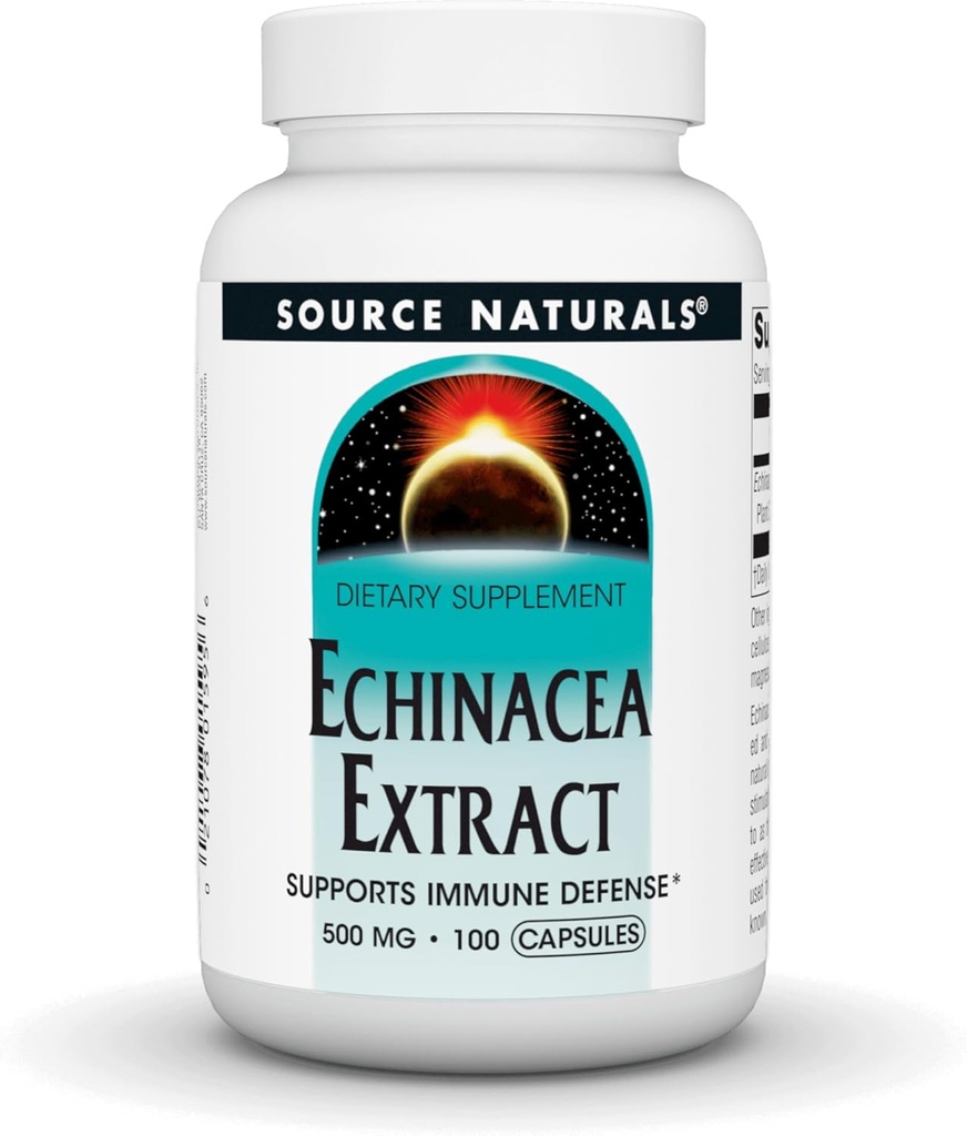 Source Naturals Echinacea Root Extract - Υποστηρίζει την ανοσοποίηση * - 500mg - 100 κάψουλες