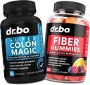 DR. BO Fiber Gummies & Colon Cleanse Supplements - Tasty Gummy Prebiotic Fiber Supplement - Super Colon Magic Bowel Movement Support for Gut & Stomach Cleansing