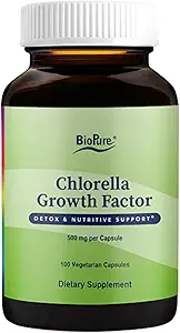 BioPure Chlorella Growth Factor Capsules – Nutrient-Dense, Nutraceutical Superfood Packed with Proteins, Vitamins, Minerals & Amino Acids That Supports Metabolism, Detox & Immunity – 100 Capsules