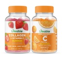 Ζωηρή Κολλαγόνο & Βιταμίνη C + Βιταμίνη C 750mg, Gummies Bundle - Μεγάλη γεύση, συμπλήρωμα βιταμίνης, Χωρίς γλουτένη, GMO Δωρεάν, Μασώμενο Gummy
