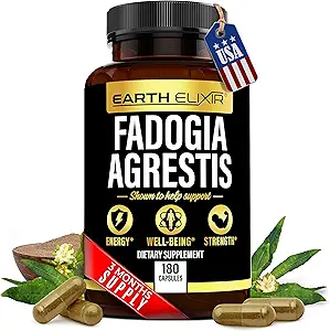 Earth Elixir Fadogia Agrestis Supplement 900mg (180 Κάψουλες) - Made in USA - 3 Month Supply - 3rd Party Tested - Fadogia Agrestis Extract - Max Purity – 100% Pure – Fadogia Agrestis Capsles