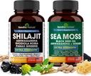 Shilajit Sea Moss Ashwagandha Combo Bundle - Μαύρο λάδι σπόρων, Turmeric, Rhodiola Rosea, Panax, Ginseng συμπλήρωμα 