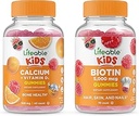 Lifeable Biotin Kids + Calcium with Vitamin D Kids, Gummies Bundle - Great Tasting, Vitamin Supplement, Gluten Free, GMO Free, Chewable Gummy