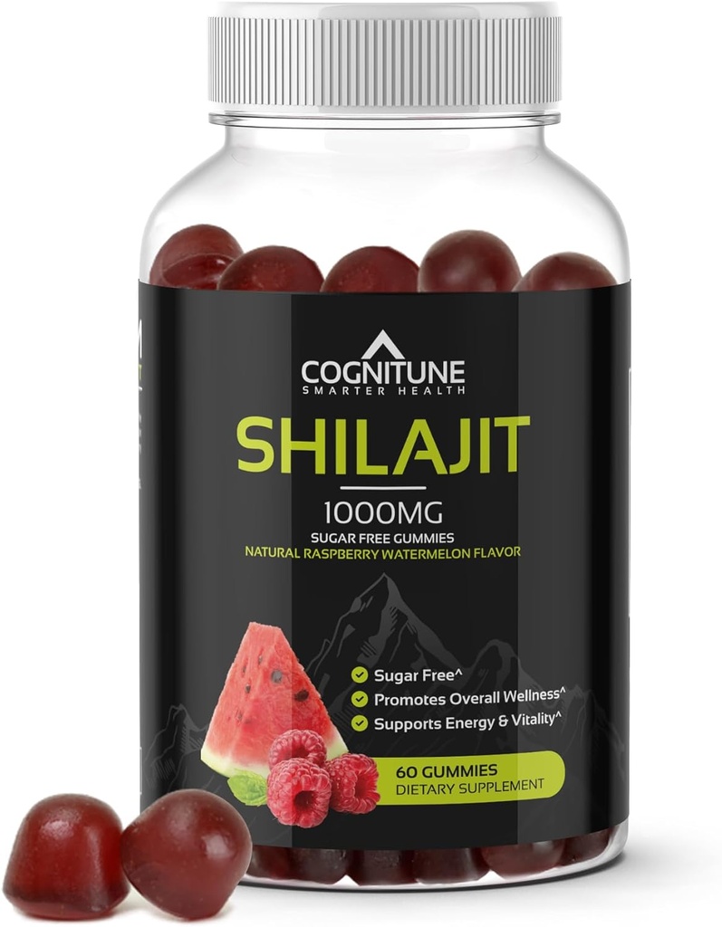 Shilajit Gummies – Pure Imalayan Shilajit συμπλήρωμα με Fulvic Acid – 1000mg Φυσικό Shilajit Pure Energy Support – Ζάχαρη-ελεύθερο άρωμα βατόμουρα – Vegan, μη GMO, Gluten-free – 60 Count