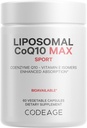 Codeage Liposomal CoQ10 Max Supplement - 250 mg Συνένζυμο Q10 με Ισομερή Βιταμίνης Ε Τοκοφερόλες - 2- Μήνας Προμήθεια - 1 Καψάκιο Ανά Σερβίρισμα - Λιποσωμική Παράδοση - Μη-ΓΤΟ, Χωρίς Γλουτένη - 60 Κάψουλες