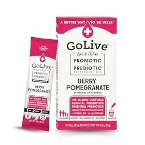 GoLive Prebiotic and Probiotic for Women, Men, Kids. Berry Pomegranate Synbiotic Powder w/ L-Glutamine, Vitamin D3, Electrolytes. For Gut Health, Digestion, Metabolism, Immunity 15-50B CFUs.