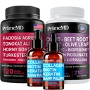 Liquid Collagen Biotin (2pk), Fadogia Tongkat Ali (1pk), και Nitric Oxide (1pk) Συμπλήρωμα Bundle - Ισχυρές βιταμίνες για τα μαλλιά, το δέρμα, τα νύχια, την καρδιά, την ενέργεια, και την τεστοστερόνη Υποστήριξη - Μη ΓΤΟ, Vegan