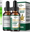 2 Drops Mullein συσκευασίας για τους πνεύμονες, 1200mg Mullein Leaf Extract Υγρές σταγόνες με χλωροφύλλη για τον πνεύμονα Cleanse & Detox, Υποστήριξη για το αναπνευστικό, ανοσοποιητικό, Digestive System