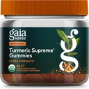 Gaia Herbs Turmeric Supreme Extra Strength Gummies - Υποστηρίζει την ανακούφιση για να βοηθήσει τη διατήρηση ενός ενεργού τρόπου ζωής - Lemon Ginger Γεύση - 60 Vegan Organic Gummies (20-Day Supply)