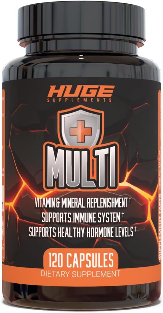 Huge Multi, Multivitamin for Men, High-Performance All-in-One Formula for Athletes & Bodybuilding, Vitamin & Mineral Replenishment, Supports Immune System & Healthy Hormone Levels (120 Capsules)