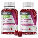 VITEEY Βιταμίνη Β Σύμπλεγμα Gummies με Βιταμίνη C, Χωρίς ζάχαρη - Ενέργεια, Μεταβολισμός & Νεύρο Υγεία - B6, B12, Φολικό οξύ, Βιοτίνη - Vegan, Ζελατίνη Δωρεάν, GMO Δωρεάν - Νόστιμο Μασητό Φράουλα Γεύση Gummy