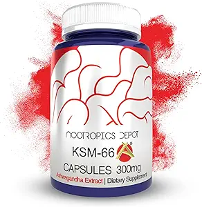 Nootropics Depot KSM-66 Ashwagandha Capsules | 300mg | 180 Count | Withania somnifera Extract | Ayurvedic Herb | Adaptogen Supplement | Stress + Promote Relaxation* | Energy, Memory + Focus*