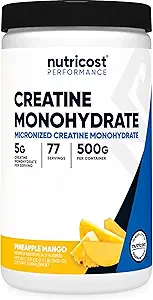 Nutricost Creatine Monohydrate Powder (Pineapple Mango, 500 Gram) - Μικρονωμένο συμπλήρωμα κρεατίνης - Vegan, μη ΓΤΟ, Χωρίς γλουτένη