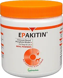Vetoquinol Epakitin Chitosin-βασισμένο στο φώσφορο Binder για γάτες & σκύλους – Συμπλήρωμα στήριξης νεφρών σε σκόνη - 180g