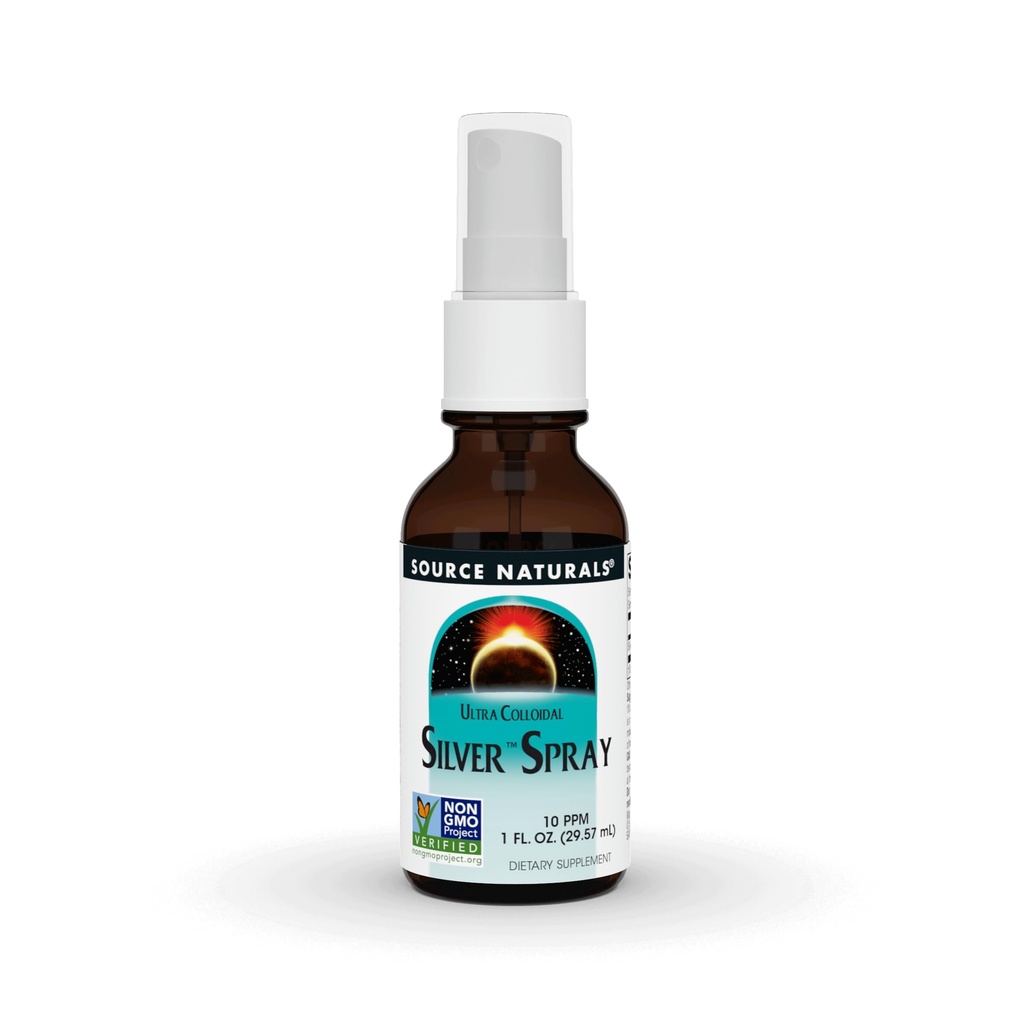 Πηγή Naturals Ultra Colloidal Silver Spray 10 ppm για την υποστήριξη ευεξίας - 1 ρευστό oz