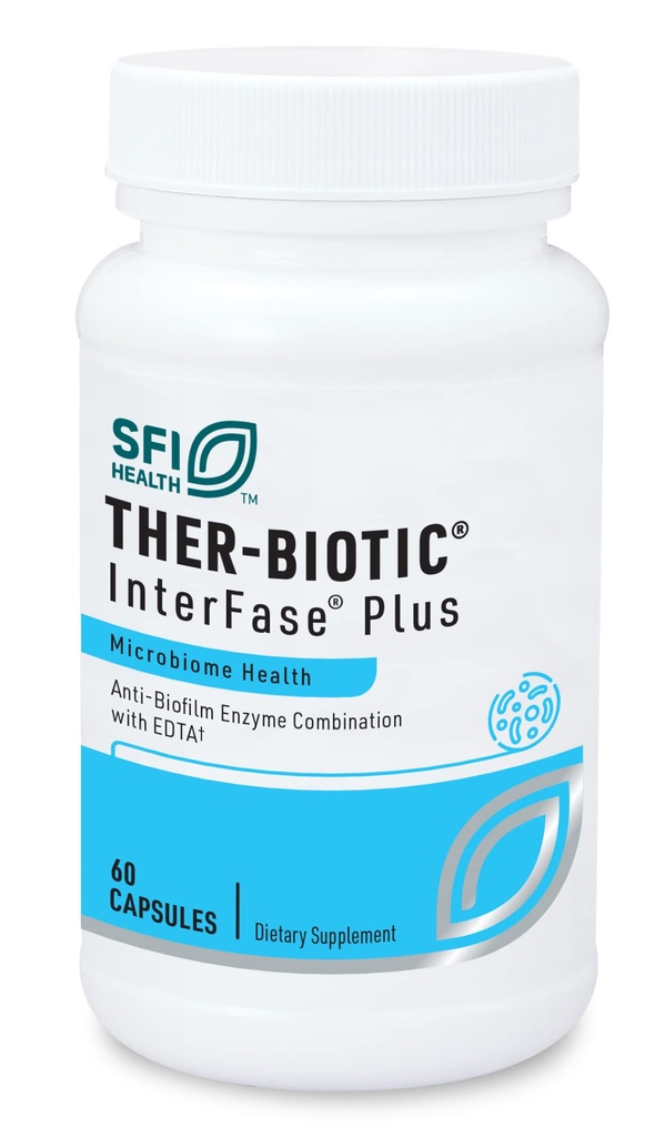 Klaire Labs SFI Health Interfase Plus - Ένζυμο Συνδυασμός σε Διακοπή Biofilm Matrix + EDTA - Γαστρεντερικό Σύστημα, Χλωρίδα, Βιοφίλμ & Υποστήριξη Detox (60 Κάψουλες)