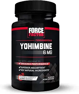 Force Factor Yohimbine Supplement for Men, Yohimbe Bark Extract with Superior Absorption to Enhance Performance, 6mg Yohimbine Bark Pills with Key Natural Ingredients, 90 Capsules (3-Pack)