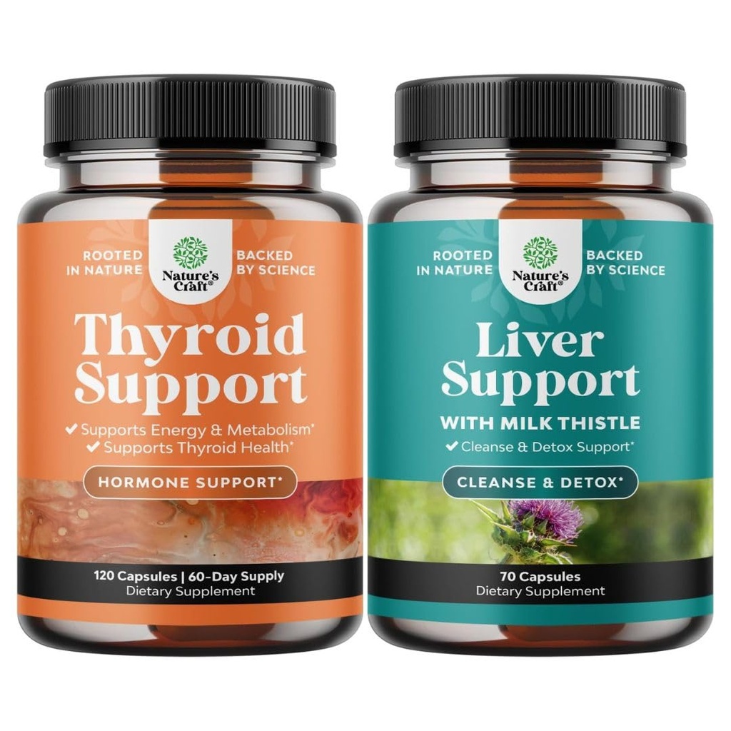 Συγκρότημα στήριξης Herbal Thyroid με L Tyrosine Bladderwrack Selenium Pure Ashwagandha και Liver Cleanse Detox & Repair - Γαϊδουράγκαθο γάλακτος με Dandelion Root Choline Beetroot & Artichoke Extract