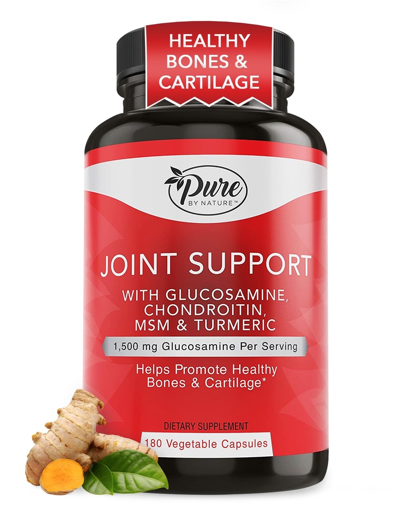 Pure By Nature Joint Support, Γλυκοσαμίνη με Chondroitin Turmeric MSM Boswellia συμπλήρωμα, 180 κάψουλες