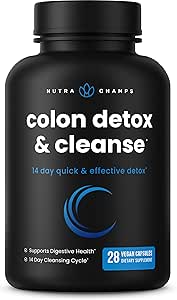 NutraChamps Colon Cleanse & Detox για απώλεια βάρους [14 Day Quick Cleanser] Ασφαλής & αποτελεσματική φόρμουλα με προβιοτικά & ανθεκτικά ένζυμα για ανακούφιση της δυσκοιλιότητας