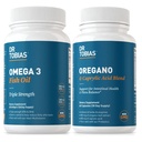 Dr. Tobias Omega 3 Fish Oil and Regano & Caprylic Acid Συμπληρώματα, Υποστηρίζει την καρδιά, τον εγκέφαλο, τον ανοσοποιητικό με το σύμπλεγμα ισορροπίας Gut Flora & Εντερική υγεία για γυναίκες & άνδρες