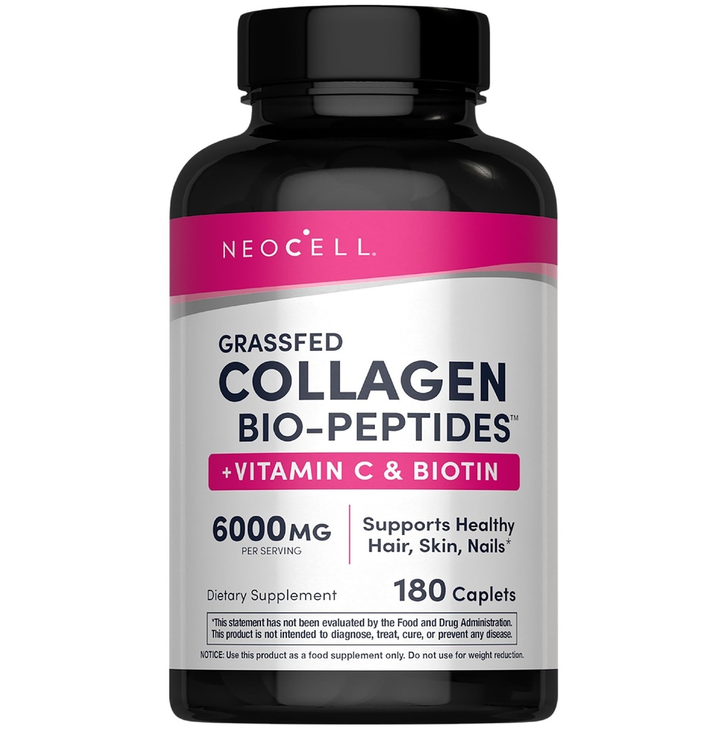 NeoCell Super Collagen Με βιταμίνη C και βιοτίνη, το δέρμα, τα μαλλιά και τα νύχια συμπλήρωμα, περιλαμβάνει αντιοξειδωτικά, Tablet, 180 Count, 1 φιάλη