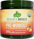 Organic Muscle Organic Pre Workout Powder, Strawberry Mango — USDA Organic Superfood Blend | Maca, Beet Root, Cordyceps, Rhodiola | 150mg Natural Caffeine, Vegan, No Jitters, 20 Servings