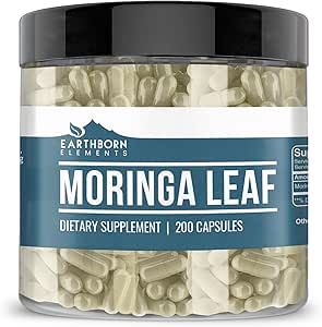 Earthborn Στοιχεία Moringa 200 Κάψουλες, Καθαρά & Αδιάλυτα, Χωρίς Πρόσθετα