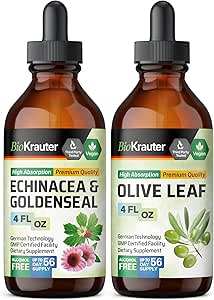 BIO KRAUTER Echinacea με χρωματική απόχρωση Goldenseal 4 Fl. Oz. & Olive Leaf Tincture 4 Fl. Oz.