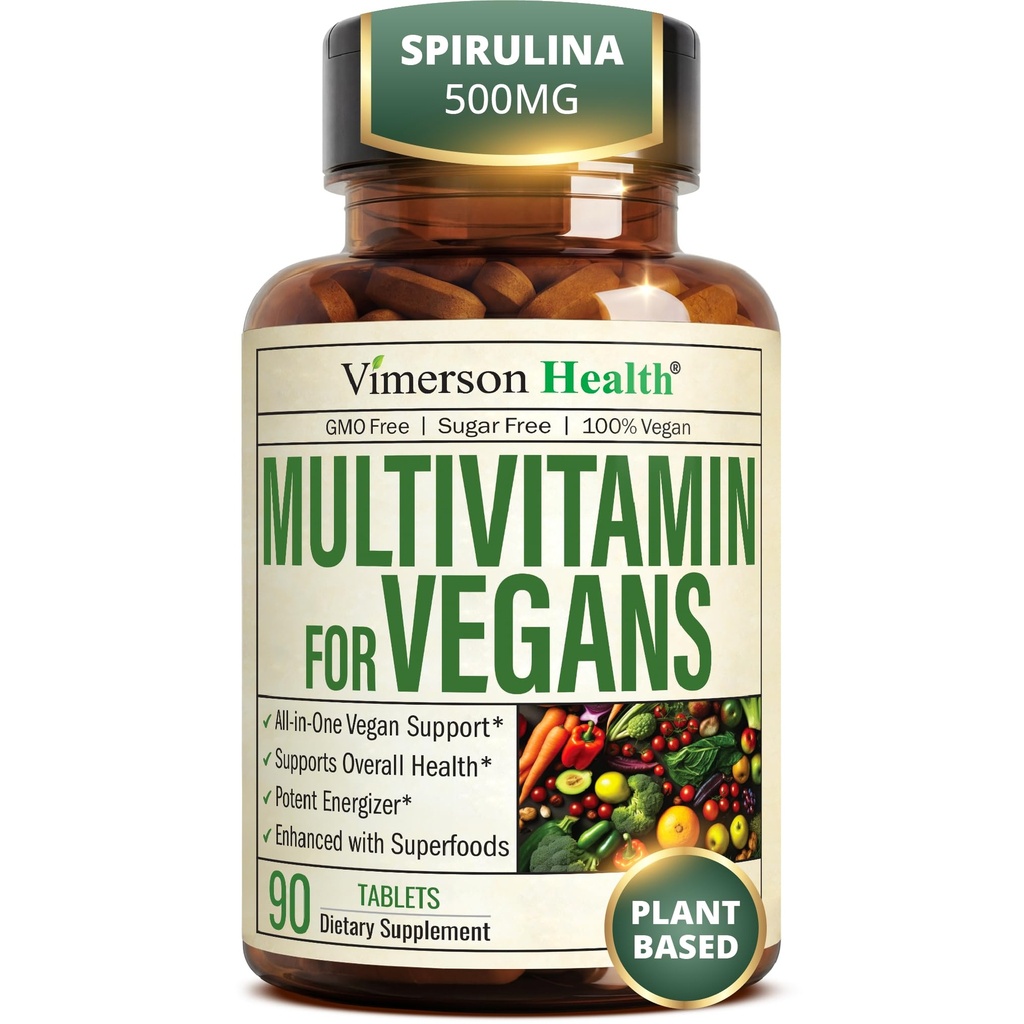 Vegan Multivitamin for Women & Men - Απαραίτητες Πολυβιταμίνες & Multiminerals 90 Δισκία με Βιταμίνη Β12, Α, D, C, Ψευδάργυρο, Μαγνήσιο & Περισσότερα για την ολική ευεξία του σώματος - 23 Βασικά θρεπτικά συστατικά & Βιταμίνες