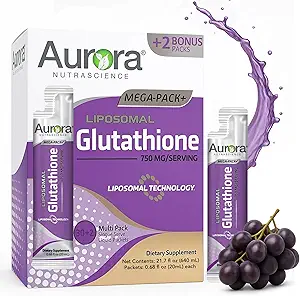 Aurora Nutrascience Mega-Liposomal Liquid Glutathionone, ανοσοποιητικό & αντιοξειδωτικό συμπλήρωμα υποστήριξης για την υγεία των ούλων, 750 mg ανά υπηρεσία, μη-GMO, ζάχαρη-ελεύθερο, 32 μεμονωμένα πακέτα σερβιρίσματος
