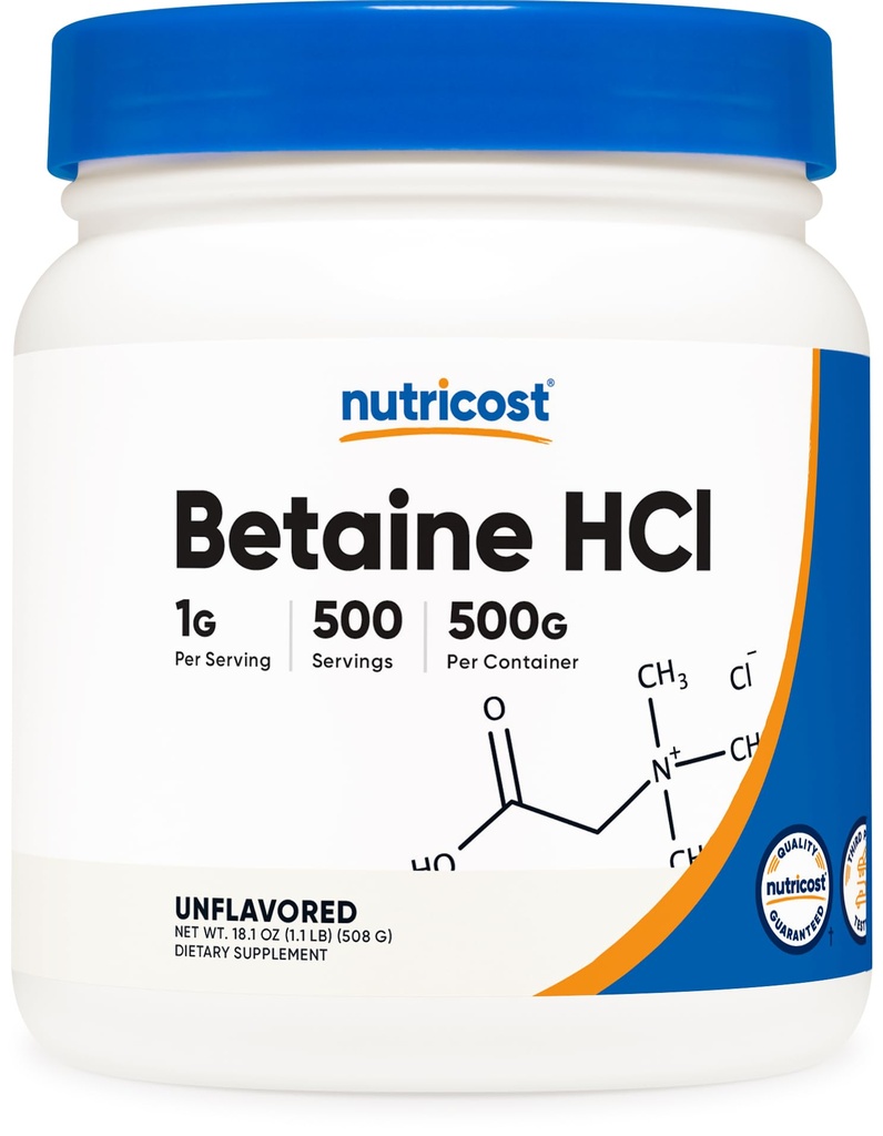 Nutricost Betaine HCl Powder 500 Grams - Gluten Free, Non-GMO