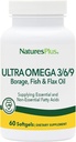 Natures Plus Ultra Omega 3 6 9-1200 mg, 60 Softgels - Λάδι Μποράζ, ιχθυέλαιο, συμπλήρωμα λιναριού, χωρίς γλουτένη - 60 Σερβιέτες