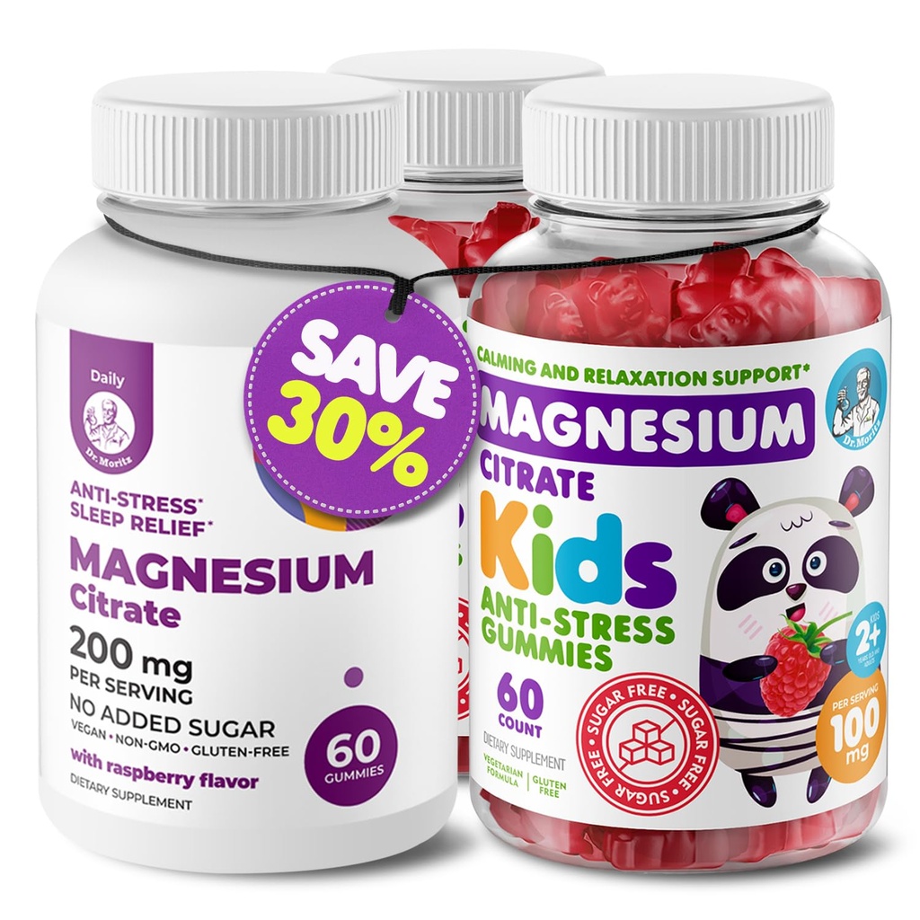 Kids Magnesium 120 count and Magnesium 60 count Gummies Sugar-Free - Calm Magnesium Gummies Supplement for Children, Sugar-Free Magnesium Calm Chews for Kids & Adults