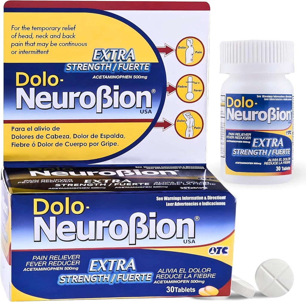 Dolo Neurobion 30 δισκία - Πόνο Reliever, Πυρετός Reucer, Επιπλέον δύναμη, Fuerte, Alivia el Dolor, Reduce la Fiebre