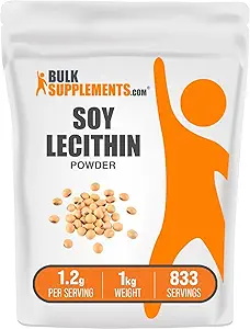 BulkSupplements.com Σκόνη Λεκιθίνης Σόγιας - Συμπλήρωμα Λεκιθίνης, Συμπλήρωμα Διατροφής, Βαθμός Τροφίμων - Χωρίς γλουτένη, 1,2g ανά Σερβίρισμα, 1kg (2,2 lbs) (πακέτο των 1)