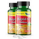 America Medic & Science Rapid-C 1000mg συμπλήρωμα βιταμίνης C (2 Pack of 100 Tablets) Ενεργειακός ενισχυτής, Καθημερινή υποστήριξη ανοσοποιητικού συστήματος, Αντιοξειδωτικό 