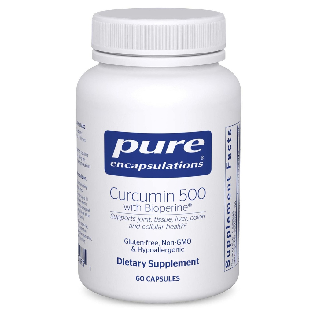 Curcumin 500 με Bioperine - συμπλήρωμα αντιοξειδωτικών για την υποστήριξη αρθρώσεων, ιστού, ήπατος, παχέος εντέρου και κυτταρίτιδας * - με κουρκουμίνη & βιοπερίνη - 60 κάψουλες