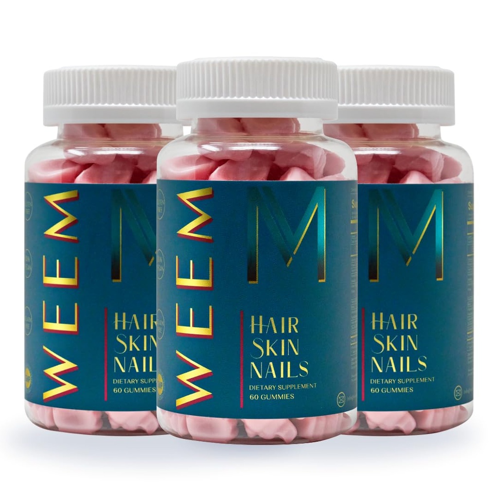 WEEM δέρμα μαλλιών και νύχια Gummies - Υποστηρίζει υγιή μαλλιά - Vegan βιοτίνες για γυναίκες & άνδρες υποστηρίζει ταχύτερη ανάπτυξη μαλλιών, ισχυρότερη νύχια, υγιή δέρμα, επιπλέον δύναμη (3)