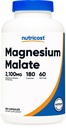 Nutricost Μαγνήσιο Μηλικό 2,100mg, 180 κάψουλες - Χορτοφαγικά, Μη ΓΤΟ, Χωρίς γλουτένη