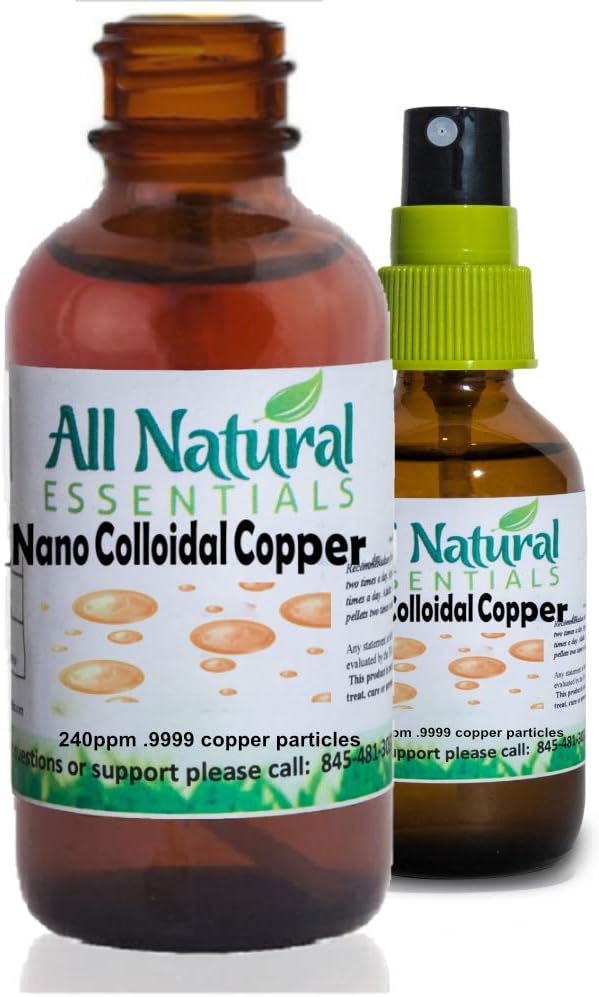 Nano Colloyal Minerals συμπλήρωμα Υγρό κολλοειδές ορυκτό χαλκού 2oz 240ppm μπουκάλι Kosher Πιστοποιημένα όλα τα φυσικά για ενήλικες, άνδρες, γυναίκες, παιδιά (Spray)