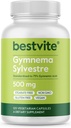 BESTVITE Gymnema Sylvestre 500mg (120 κάψουλες χορτοφάγων) - Τυποποιημένο σε 75% Γυμναστικό Οξύ - Χωρίς Stearates - Χωρίς Fillers - Δεν Flow Agents- Vegan - Μη ΓΤΟ - Χωρίς γλουτένη