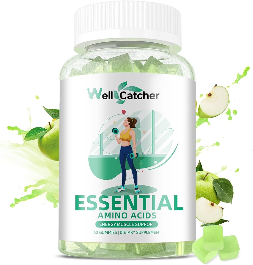 EAA Gummies Essential Amino Acids - Όλα 9 Essential Aminos και όλα τα διακλαδισμένα-Chain Aminos (BCAAs) με την αποκατάσταση των μυών, την ενεργειακή υποστήριξη Ζάχαρη Δωρεάν Πράσινη Apple Γεύση 30 Υπηρεσίες